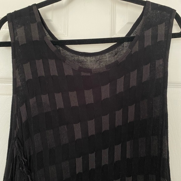 Yohji Yamamoto Y’s Asymmetrical Jaquard Sheer Checkered Grey Sleeveless Dress OS - Picture 3 of 7